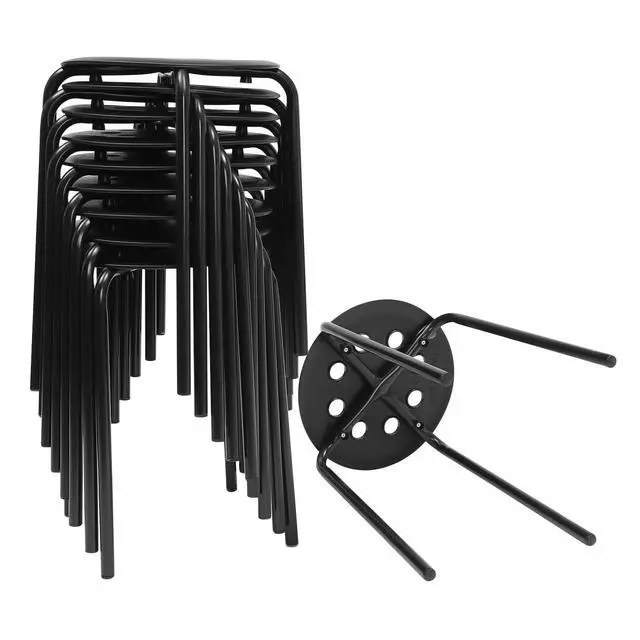 Alt view image 4 of 7 - 20 Pack Black Plastic Stack Stools, 17.7 Inch Portable Plastic Stools, Backless Stackable Stools Set of 10, Stacking Round Stools for School Classroom and Office (20, Black)