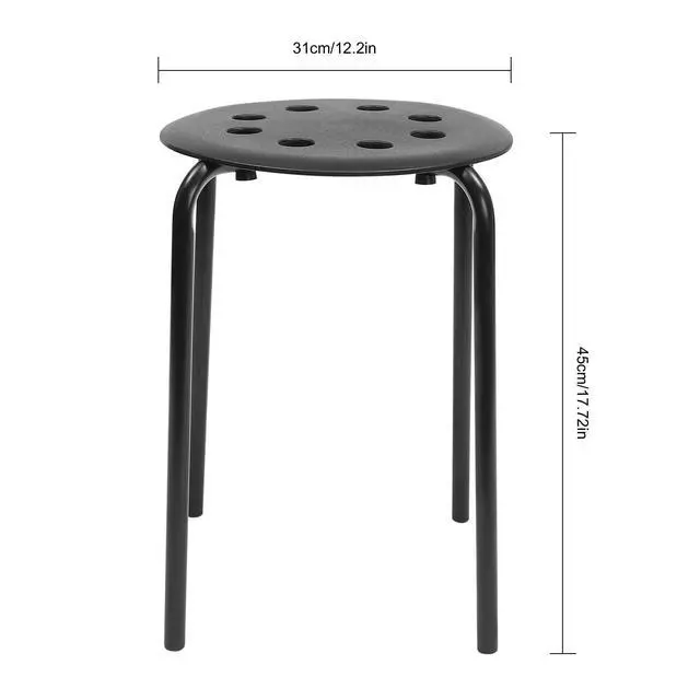 Alt view image 2 of 7 - 20 Pack Black Plastic Stack Stools, 17.7 Inch Portable Plastic Stools, Backless Stackable Stools Set of 10, Stacking Round Stools for School Classroom and Office (20, Black)