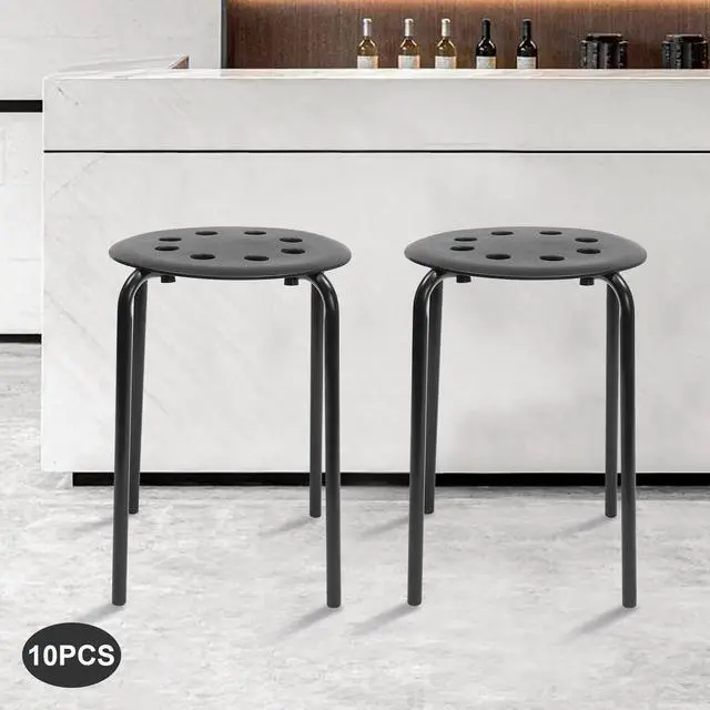 Alt view image 3 of 7 - 20 Pack Black Plastic Stack Stools, 17.7 Inch Portable Plastic Stools, Backless Stackable Stools Set of 10, Stacking Round Stools for School Classroom and Office (20, Black)