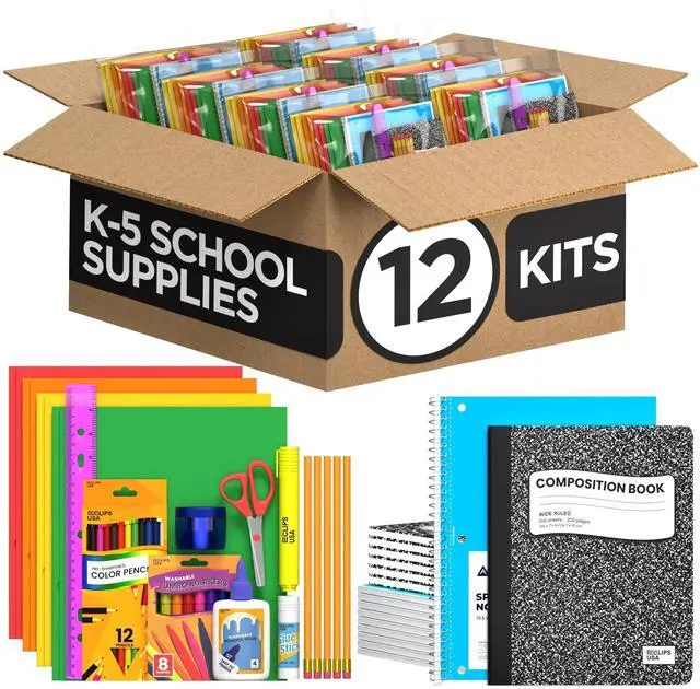 Main image of Middle School Supplies Kit 39 Piece School Supplies Kit Back to School Supplies Bundle School Supply Box for Kids Teens High School College Bulk Classroom Supplies with Notebooks Folders (12 Pack)