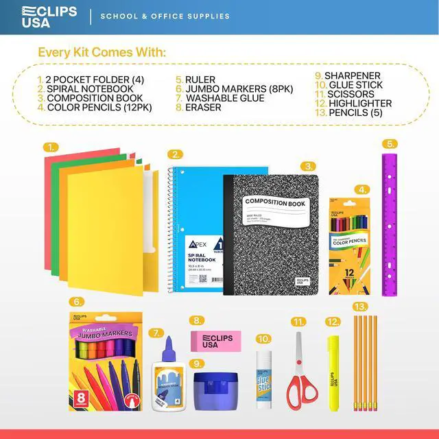 Alt view image 2 of 5 - Middle School Supplies Kit 39 Piece School Supplies Kit Back to School Supplies Bundle School Supply Box for Kids Teens High School College Bulk Classroom Supplies with Notebooks Folders (12 Pack)