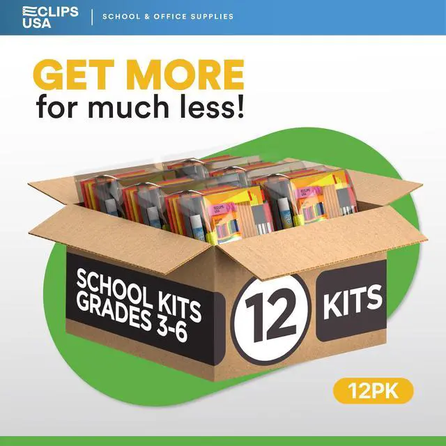Alt view image 5 of 5 - 12 Pack Bulk School Supplies for Kids Classroom Must Haves Teacher Supplies Back to School Kids Grades K3-6 145 Pieces All-in-One Set