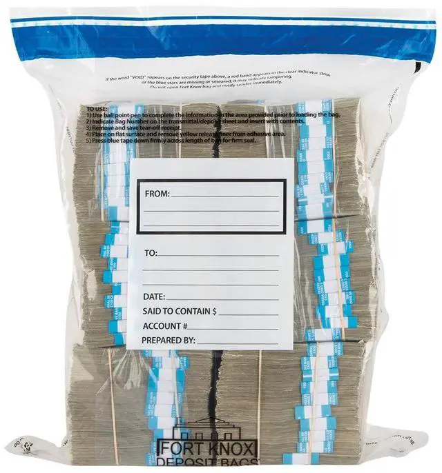Main image of Ultima Blue Clear Cash Transmittal Bags 19" x 24" Tamper Evident Deposit Bags with Captive Flap & Write-On Panel Heat, Cold & Moisture Detection Pack of 250