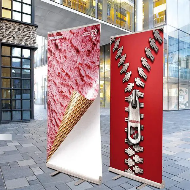 Alt view image 4 of 7 - Retractable Roll Up Banner Stand with Aluminum Frame, Portable Sign Holder with Canvas Bag for Trade Shows, Advertising,Store Sign, Retail Display Hardware Only (33.5x80 6PACK)