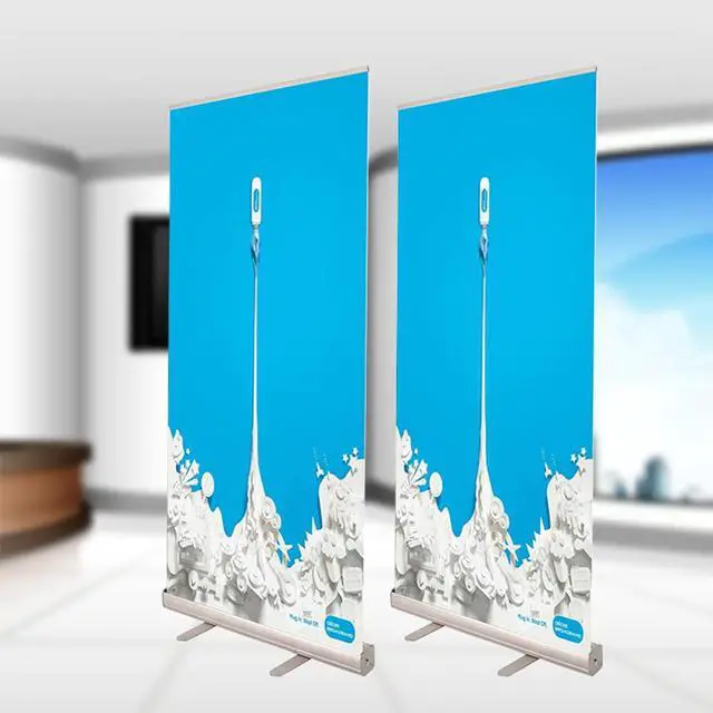 Alt view image 7 of 7 - Retractable Roll Up Banner Stand with Aluminum Frame, Portable Sign Holder with Canvas Bag for Trade Shows, Advertising,Store Sign, Retail Display Hardware Only (33.5x80 6PACK)