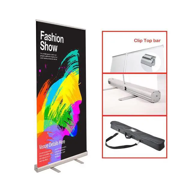 Alt view image 6 of 7 - Retractable Roll Up Banner Stand with Aluminum Frame, Portable Sign Holder with Canvas Bag for Trade Shows, Advertising,Store Sign, Retail Display Hardware Only (33.5x80 6PACK)