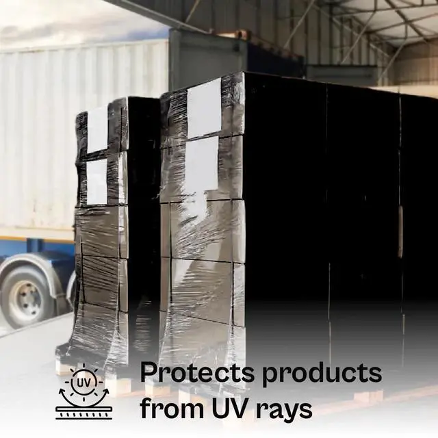 Alt view image 4 of 7 - PSBM 8 Rolls 18 Inch x 1500 Feet 80 Gauge UVI Protection Black Stretch Film/Wrap, Heavy Duty Industrial Strength Shrink Plastic Wrap for Moving, Packing, Shipping, Pallet Wrapping & Storage