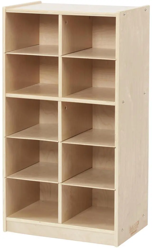 Main image of 10-Compartment Mobile Cubby Storage Cabinet, 5x2, Toy Organizer, Natural