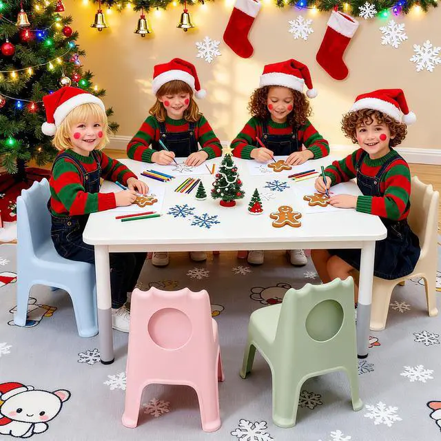 Alt view image 2 of 7 - 10 Pack Stackable School Chairs with 11" Seat Height and Carrying Handle, Colorful Plastic Student Stack Chair for Toddlers, Kids Flexible Seating for School, Daycares, Classroom Furniture