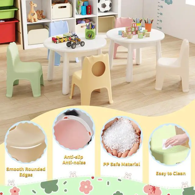 Alt view image 5 of 7 - 10 Pack Stackable School Chairs with 11" Seat Height and Carrying Handle, Colorful Plastic Student Stack Chair for Toddlers, Kids Flexible Seating for School, Daycares, Classroom Furniture