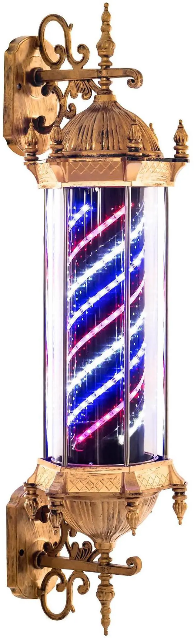 Main image of Barber Retro Style Light Pole, Hair Salon Shop Open Sign, Rotating Blue & Red & White LED Strips, Save Energy Waterproof for Salon L080