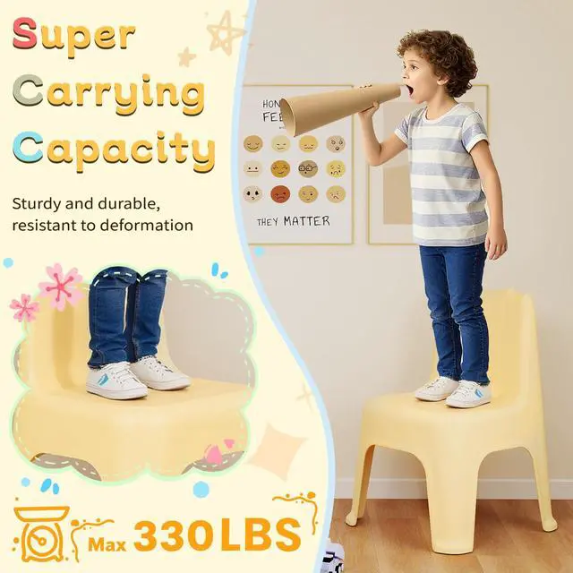 Alt view image 7 of 7 - 10 Pack Stackable School Chairs with 11" Seat Height and Carrying Handle, Colorful Plastic Student Stack Chair for Toddlers, Kids Flexible Seating for School, Daycares, Classroom Furniture