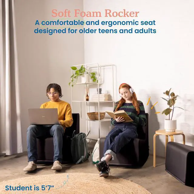 Alt view image 4 of 7 - SoftZone Contoured Rocking Chair, Flexible Seating, Black