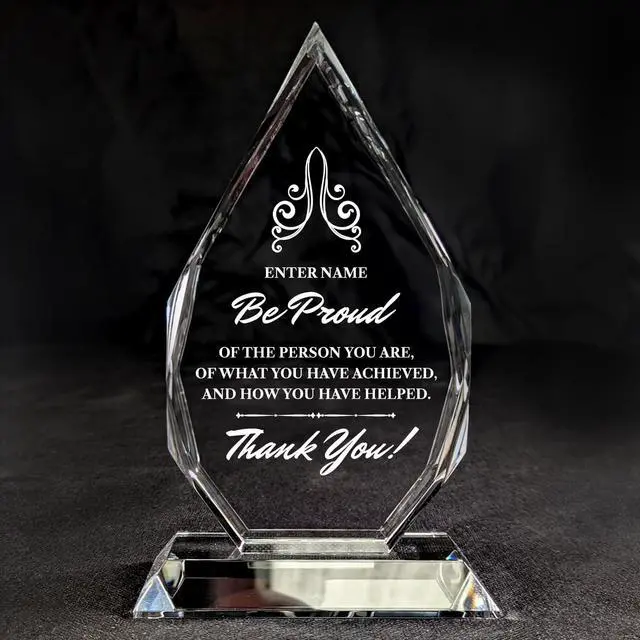 Main image of Personalized Engraved Thank You Award - Laser Engraved Design - Thank You - Add Your Own Text - Includes Gift Box - Thank You Award (Optic Crystal Royal Diamond)