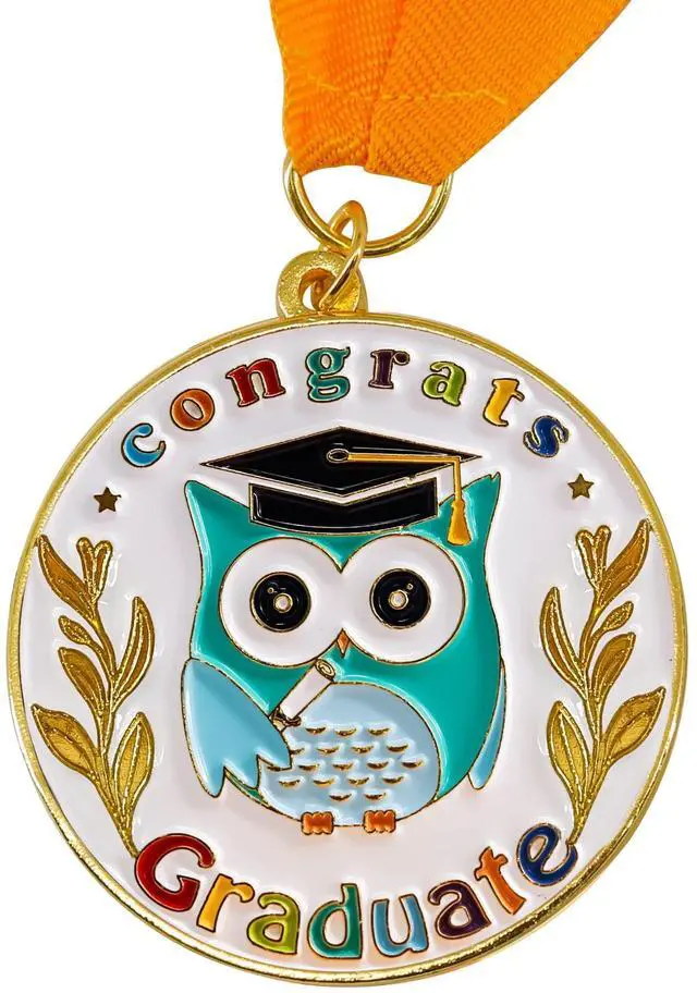 Alt view image 2 of 5 - Congrats Kids Graduation Medal with Neck Ribbon,Kindergarten & Preschool Graduation Award Medallion,Party Decoration