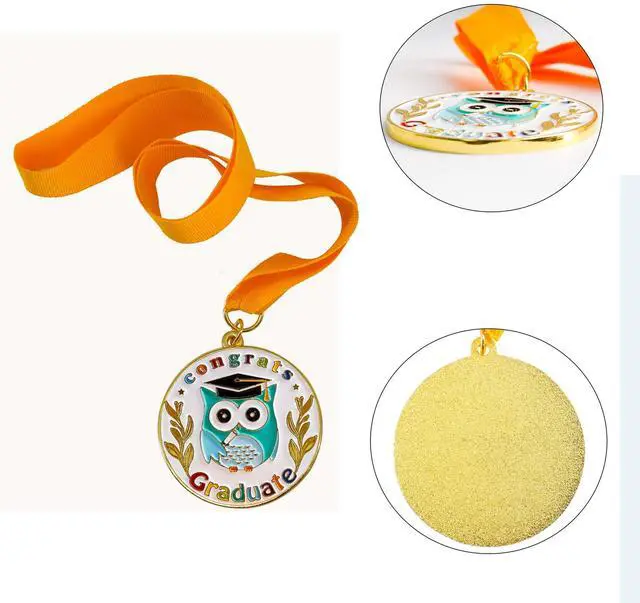 Alt view image 3 of 5 - Congrats Kids Graduation Medal with Neck Ribbon,Kindergarten & Preschool Graduation Award Medallion,Party Decoration