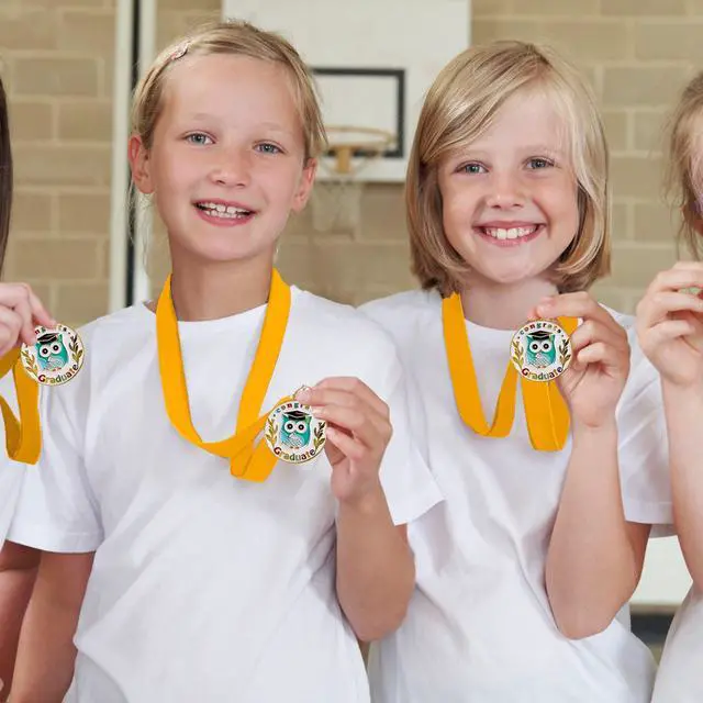 Alt view image 4 of 5 - Congrats Kids Graduation Medal with Neck Ribbon,Kindergarten & Preschool Graduation Award Medallion,Party Decoration