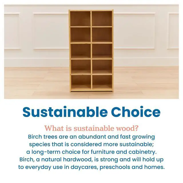 Alt view image 7 of 7 - Streamline 10 Cubby Tray Storage Cabinet, 5x2, Classroom Furniture, Natural