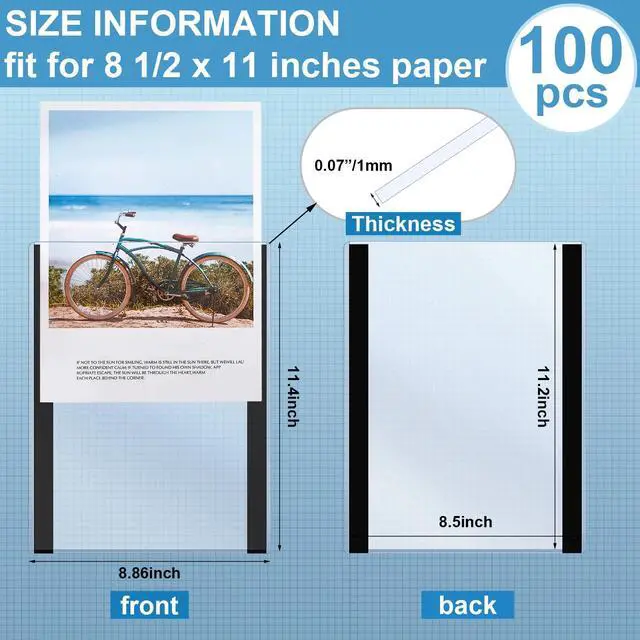 Alt view image 2 of 7 - 100 Pcs Magnetic Sign Holder 8.5'' x 11'' Self Adhesive Magnetic Wall Mount Sign Holder Clear Plastic Paper Document Frames with Magnet Borders for Letter Size Poster Display Home Office Store