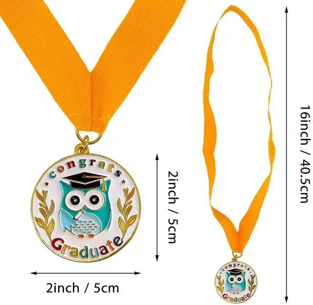 Alt view image 5 of 5 - Congrats Kids Graduation Medal with Neck Ribbon,Kindergarten & Preschool Graduation Award Medallion,Party Decoration