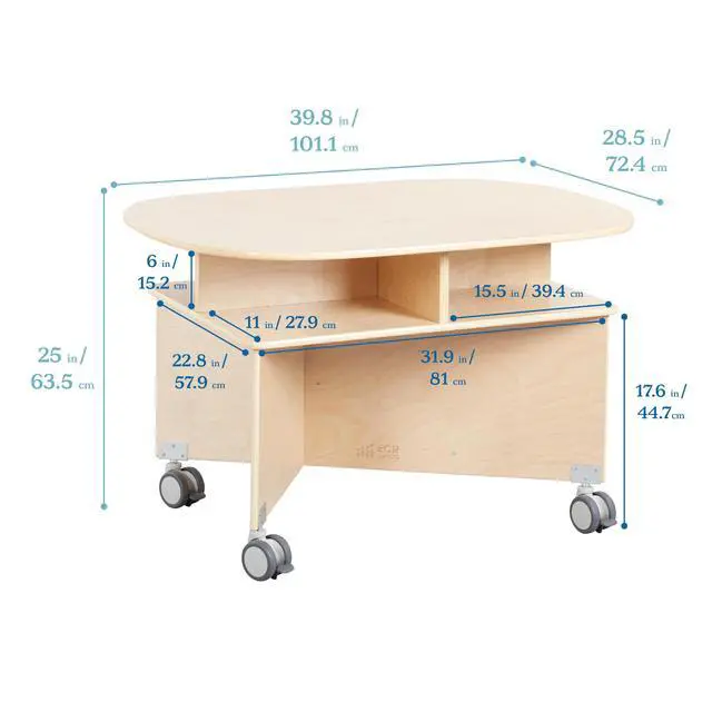 Alt view image 3 of 7 - Mobile Collaboration Activity Table with Storage, Multipurpose Furniture, Natural