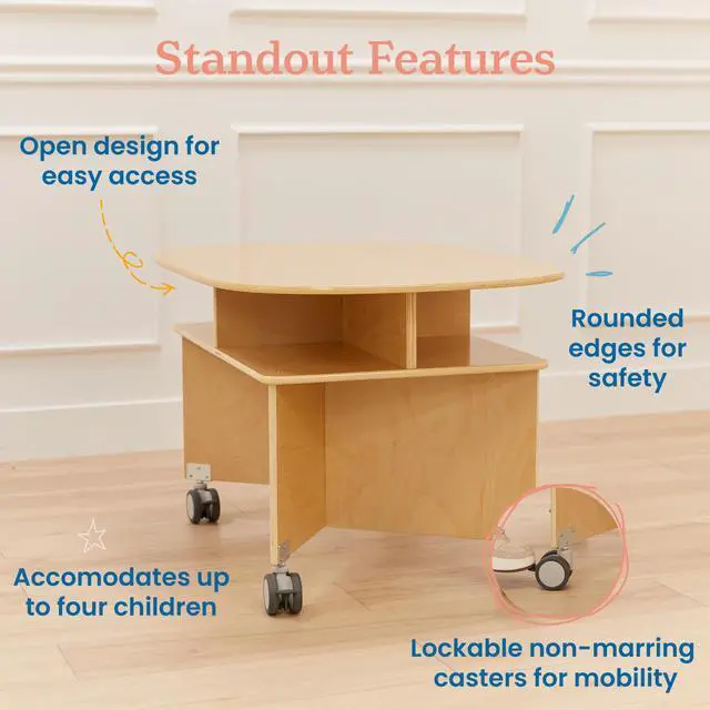 Alt view image 6 of 7 - Mobile Collaboration Activity Table with Storage, Multipurpose Furniture, Natural