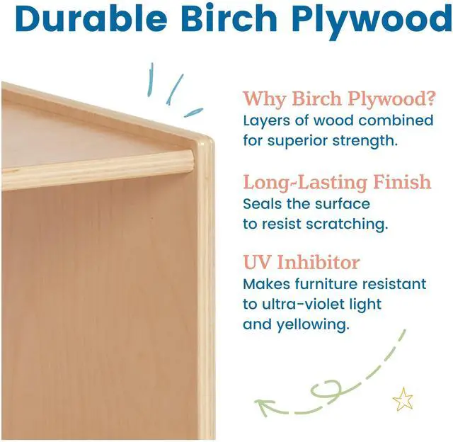 Alt view image 6 of 7 - Forward-Facing Wooden Toddler Book Display, Beginner Bookshelf, Natural | Easy-access organization, 4 shelves, low-profile design, home and classroom use, durable birch, GREENGUARD Gold Certified