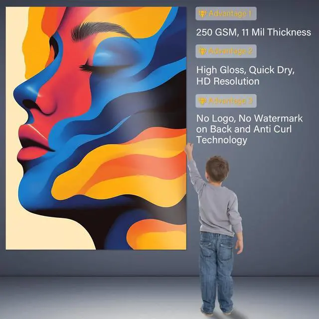 Alt view image 5 of 7 - 1 x Premium RC Glossy Photo Paper Roll 36 inch x 100 ft. 250 gsm. Inkjet print (New Upgrade, plastic film layer in the back, more durable more waterproof, no easy to get wrinkle) fast dry