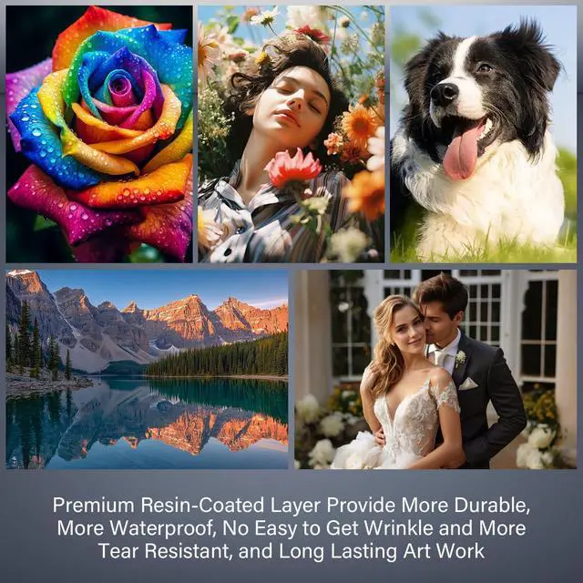 Alt view image 6 of 7 - 1 x Premium RC Glossy Photo Paper Roll 36 inch x 100 ft. 250 gsm. Inkjet print (New Upgrade, plastic film layer in the back, more durable more waterproof, no easy to get wrinkle) fast dry