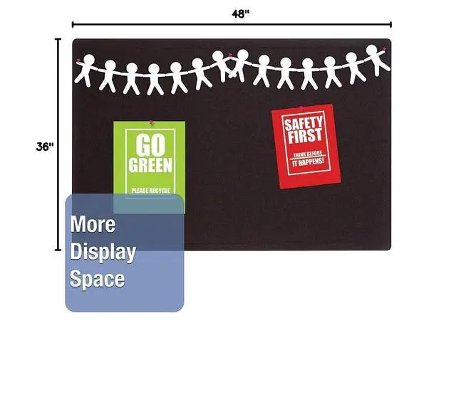 Alt view image 2 of 2 - Bulletin Board 48"W x 36"H Fabric Cork Board Alternative for Office School or Home Décor, Black (7684BK)