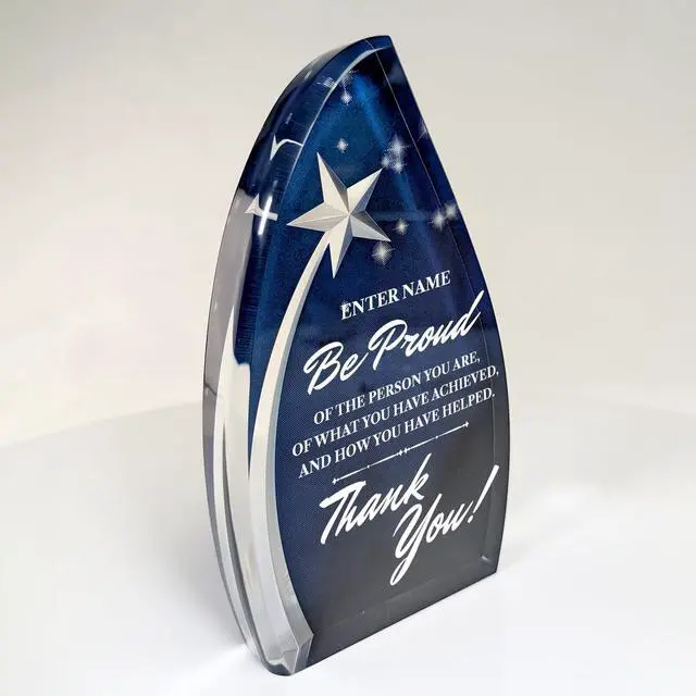 Alt view image 2 of 4 - Personalized Engraved Thank You Award - Laser Engraved Design - Add Your Own Text - Includes Gift Box (Star Powered Award)
