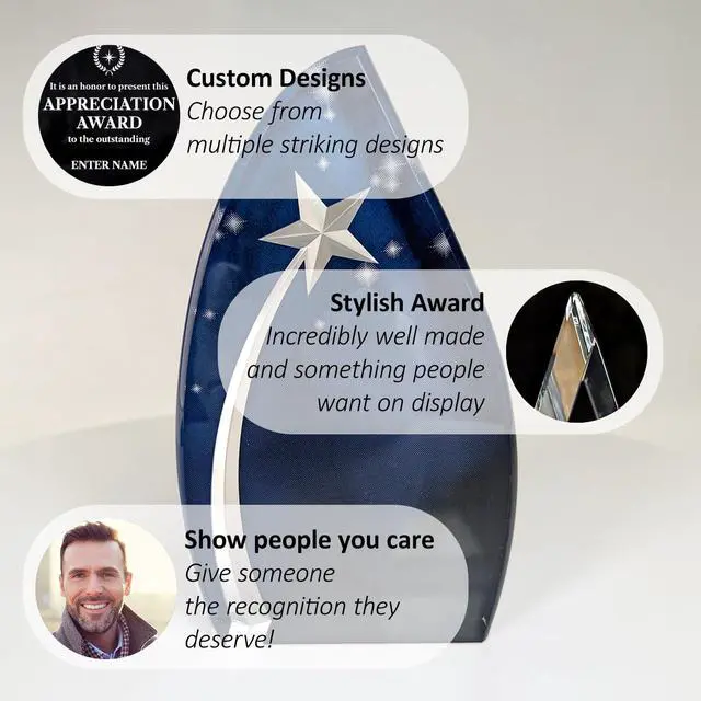 Alt view image 4 of 4 - Personalized Engraved Thank You Award - Laser Engraved Design - Add Your Own Text - Includes Gift Box (Star Powered Award)