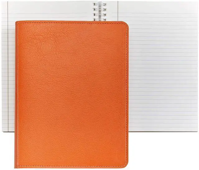 Main image of 9" Refillable 9" Refillable Notebook - Leather Bound Notebook Orange - Premium Quality - Made in USA Quality Leather - Made in USA