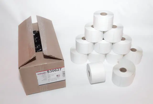 Alt view image 2 of 2 - Direct Thermal Labels, 2 1/4-Inch x 4 Inch, White, Roll, Permanent Adhesive, Perforations Between Labels,350 per Roll, 12 Rolls per Carton (530627)