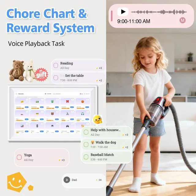 Alt view image 4 of 7 - Digital Calendar 15.6" Wall Touch Screen Planner Electronic Calendar & Chore Chart, Smart Calendars Interactive Display for Family Organize Routines Schedules Meal Planner with Digital Picture Frame