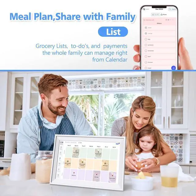 Alt view image 7 of 7 - Digital Calendar 15.6" Wall Touch Screen Planner Electronic Calendar & Chore Chart, Smart Calendars Interactive Display for Family Organize Routines Schedules Meal Planner with Digital Picture Frame