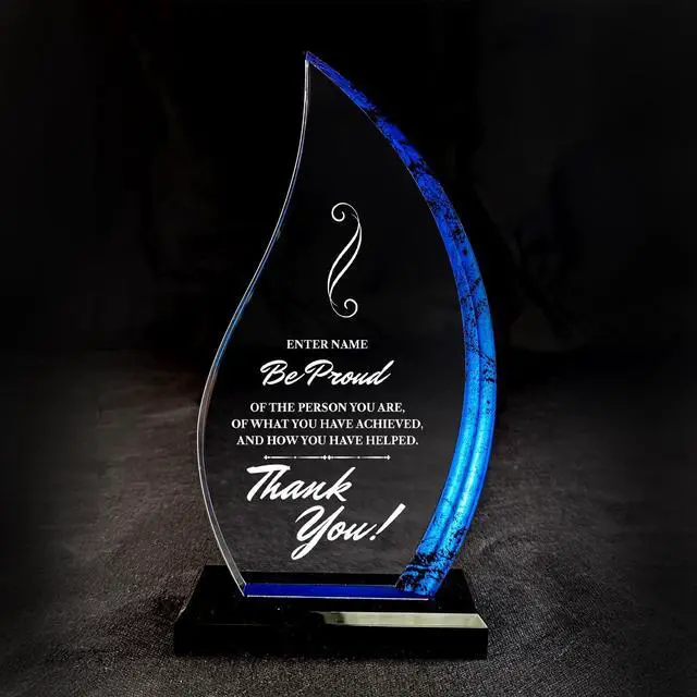 Main image of Personalized Engraved Thank You Award - Laser Engraved Design - Thank You - Add Your Own Text - Includes Gift Box - Thank You Award (Acrylic Blue Flame)