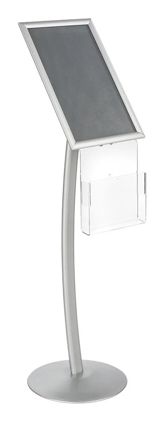 Alt view image 2 of 6 - CMB17NGW Floor Sign Stand with Literature Pocket, Snap Frame for 11x17-Inch Poster, Silver