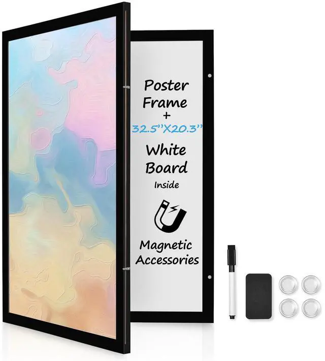 Main image of Black Hidden Board, Enclosed Whiteboard with Wooden Frame, 20x30in Poster Frame and Functional Whiteboard for Office, Home(Poster Not Included)