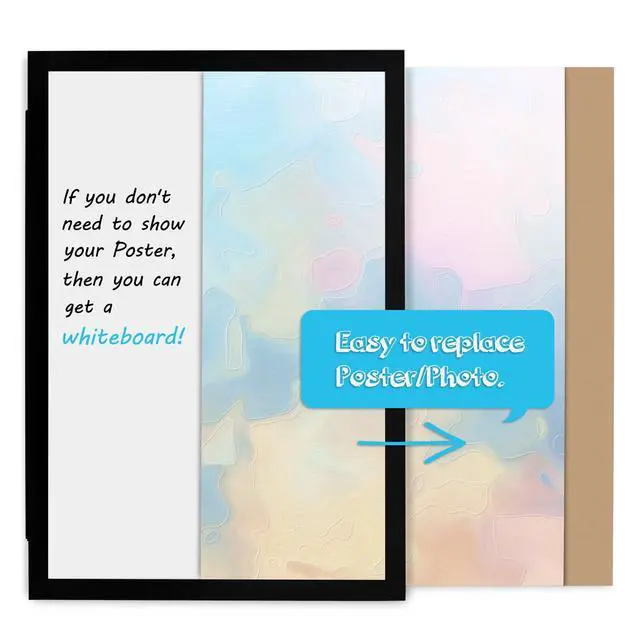 Alt view image 2 of 7 - Black Hidden Board, Enclosed Whiteboard with Wooden Frame, 20x30in Poster Frame and Functional Whiteboard for Office, Home(Poster Not Included)