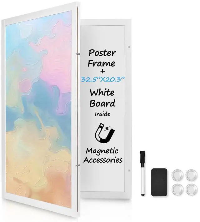 Main image of White Hidden Board, Enclosed Whiteboard with Wooden Frame, 20x30in Poster Frame and Functional Whiteboard for Office, Home(Poster Not Included)