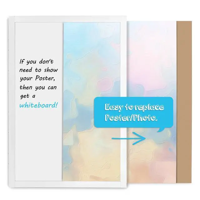 Alt view image 2 of 7 - White Hidden Board, Enclosed Whiteboard with Wooden Frame, 20x30in Poster Frame and Functional Whiteboard for Office, Home(Poster Not Included)