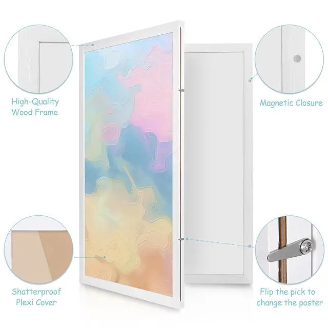 Alt view image 4 of 7 - White Hidden Board, Enclosed Whiteboard with Wooden Frame, 20x30in Poster Frame and Functional Whiteboard for Office, Home(Poster Not Included)