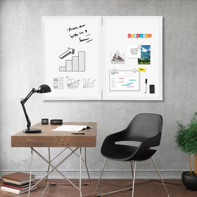 Alt view image 6 of 7 - White Hidden Board, Enclosed Whiteboard with Wooden Frame, 20x30in Poster Frame and Functional Whiteboard for Office, Home(Poster Not Included)