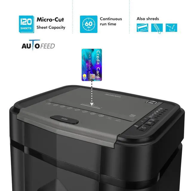 Alt view image 3 of 7 - High Security 120-Sheet Auto Feed Micro-Cut Paper and Credit Card Shredder with 5 Gallon Pullout Basket / 60 Minutes/Security Level P-5