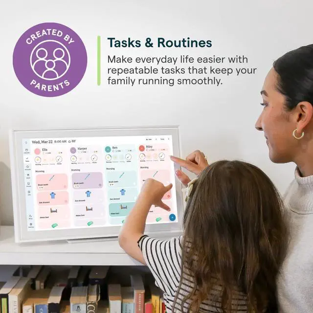 Alt view image 7 of 7 - Calendar: 15-inch Wall Planner Digital Calendar & Chore Chart, Smart Touchscreen Interactive Display for Family Schedules Wall Mount Included, Great for Organizing Your 2026 Calendar