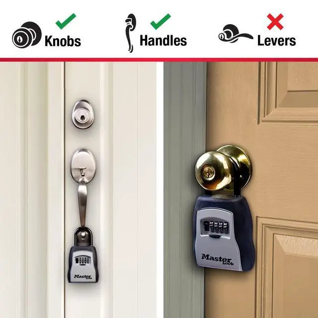 Alt view image 4 of 7 - Key Lock Box for House Keys Outdoor Portable Combination Lockbox with Resettable 4 Digit Code, Weather Resistant Durable Metal Body, Holds 5 Keys, 5400EC5, Black, 5 Pack