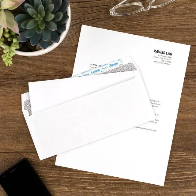 Alt view image 2 of 6 - #10 Envelopes, Letter Size, 4-1/8" x 9-1/2", Security Printed Lining for Privacy, Press-It Seal-It Self Adhesive Closure, Left Viewing Window Mailing Envelopes, 500 Count (742022) | (Pack of 5)