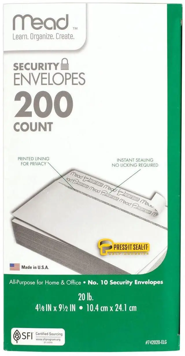 Alt view image 6 of 7 - #10 Security Business Envelopes Letter Size 4-1/8" x 9-1/2" Peel and Seal, Privacy Lined, No-Window, Press-It Seal-It Self-Adhesive for Home & Office Mailing, 200 Count (742020) (Pack of 12)