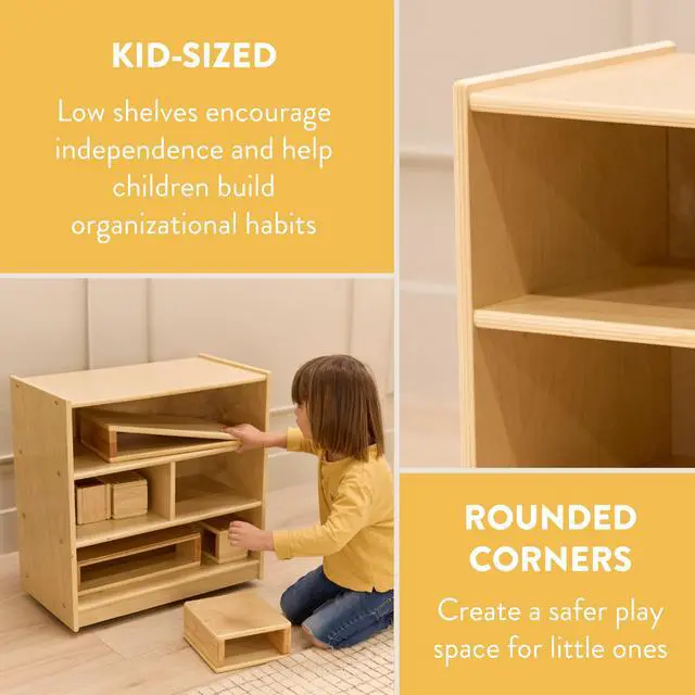 Alt view image 4 of 7 - 4-Compartment Mobile Block Storage Cabinet, Starter, Toy Organizer, Natural, 24" W x 13" D x 24.63" H